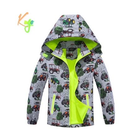 Chlapecká šusťáková bunda zateplená s traktory na jaro a podzim