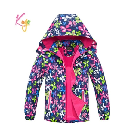 Dívčí šusťáková bunda zateplená motiv barevných motýlků