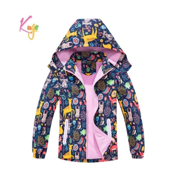 Dívčí šusťáková bunda zateplená – lesní zvířátka