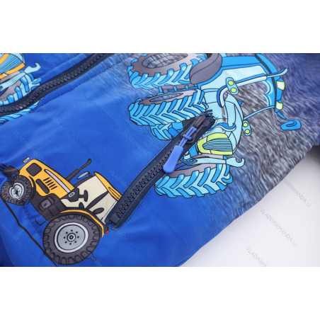 Chlapecká zimní bunda s kožíškem – motiv Traktory | Teplá