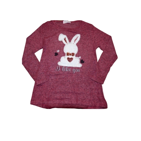 Triko tunika svetřík zajíček s flitry - vínová