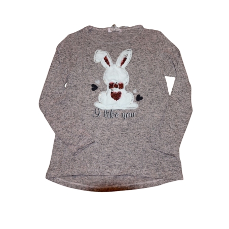 Triko tunika svetřík zajíček s flitry - růžová