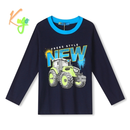 Chlapecké tričko dlouhý rukáv TRAKTOR Kugo  tm.modrá