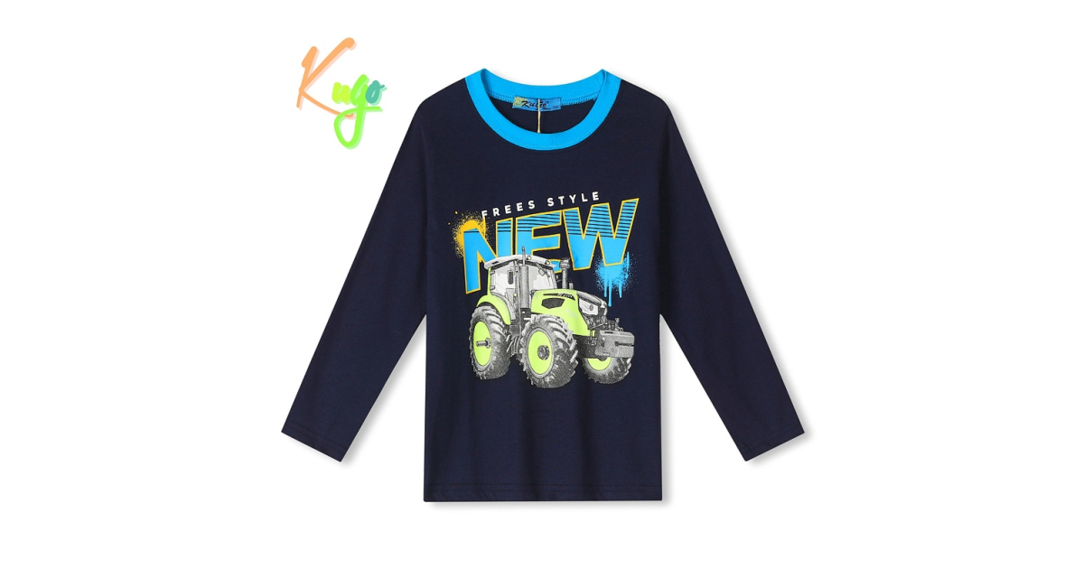 Chlapecké tričko dlouhý rukáv TRAKTOR Kugo  tm.modrá