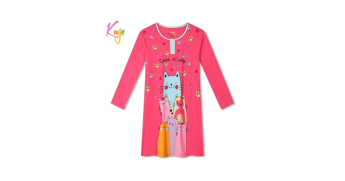 Dětská noční košile bavlněná s kočičkami | Pro holčičky