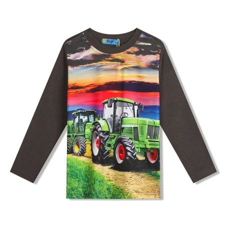 Chlapecké tričko TRAKTOR Kugo dlouhý rukáv FM7071 hnědá