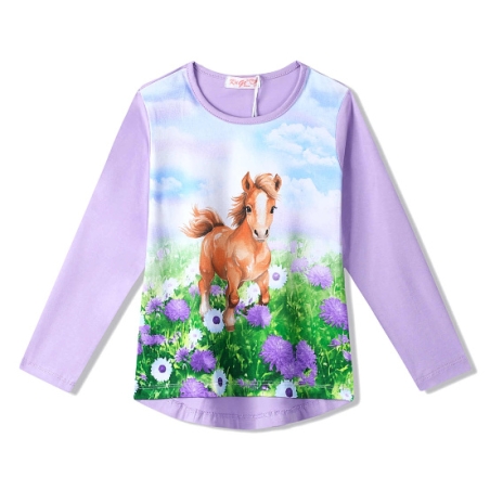 Dívčí tričko Kugo koníček - hříbě fialová DT9360