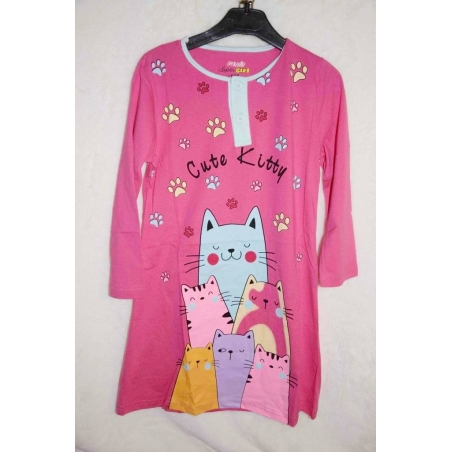 Dětská noční košile bavlněná s kočičkami | Pro holčičky