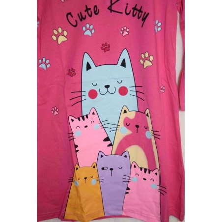 Dětská noční košile bavlněná s kočičkami | Pro holčičky