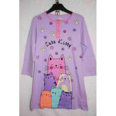 Dětská noční košile bavlněná s kočičkami | Pro holčičky