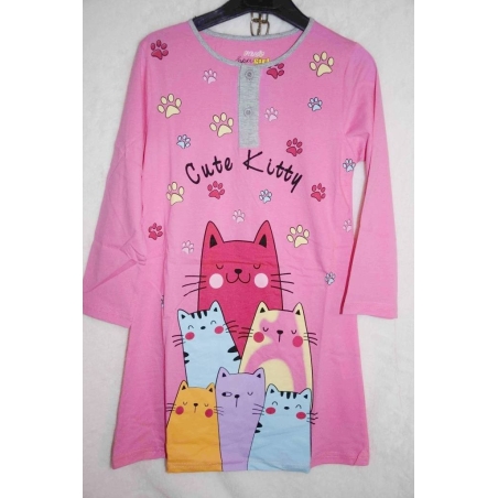 Dětská noční košile bavlněná s kočičkami | Pro holčičky