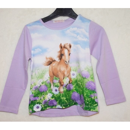 Dívčí tričko Kugo koníček - hříbě fialová DT9360