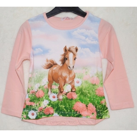Dívčí tričko Kugo koníček - hříbě lososová DT9360