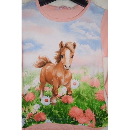 Dívčí tričko Kugo koníček - hříbě lososová DT9360