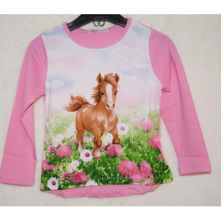 Dívčí tričko Kugo koníček - hříbě růžová DT9360