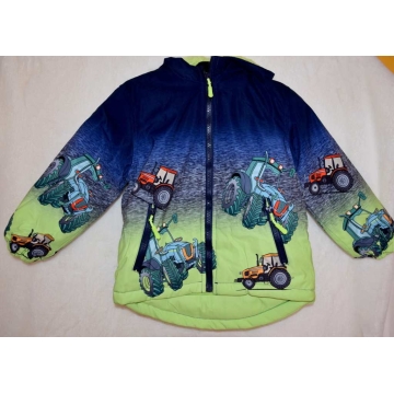 Chlapecká zimní bunda s kožíškem – motiv Traktory | Teplá