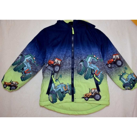 Chlapecká zimní bunda s kožíškem – motiv Traktory | Teplá
