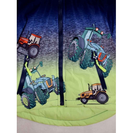 Chlapecká zimní bunda s kožíškem – motiv Traktory | Teplá