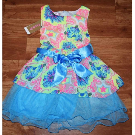 Dívčí květované šaty se saténovou mašlí