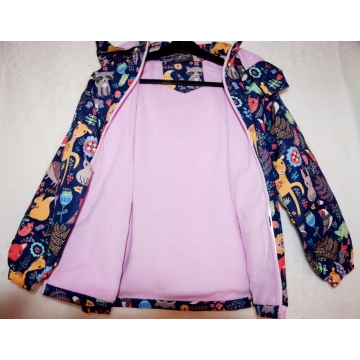 Dívčí šusťáková bunda zateplená – lesní zvířátka