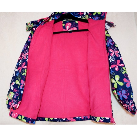 Dívčí šusťáková bunda zateplená motiv barevných motýlků