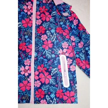Dívčí šusťáková bunda zateplená motiv kytiček