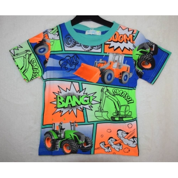Chlapecké tričko Kugo krátký rukáv traktor zelená