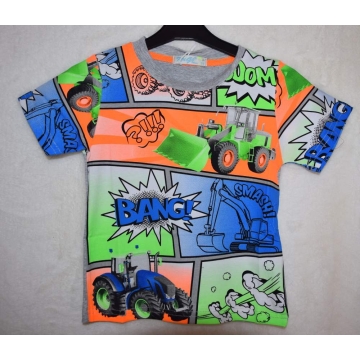 Chlapecké tričko Kugo krátký rukáv traktor šedé