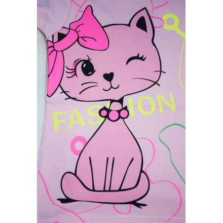 Dívčí letní tričko Kugo KOČKA  FC1058 lososová