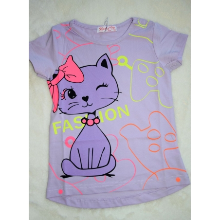 Dívčí letní tričko Kugo KOČKA FC1058 fialová