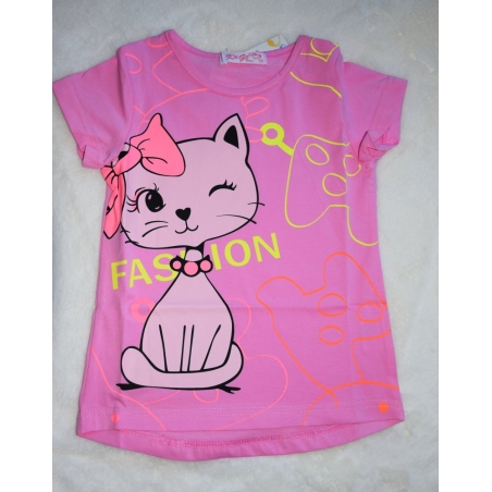 Dívčí tričko Kugo KOČKA  FC1058 růžová