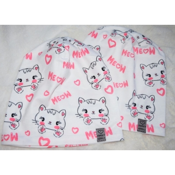 Jarní čepice s motivem kočky  5-10 let