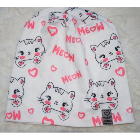 Jarní čepice s motivem kočky  5-10 let