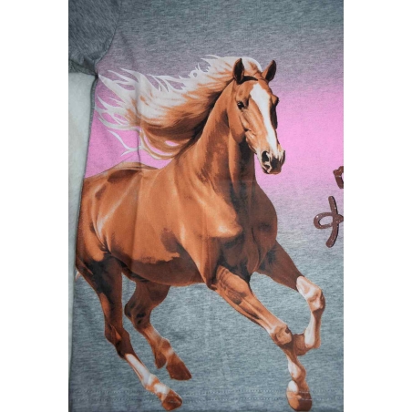 Dívčí letní tričko s koněm - šedé Kugo FL1208