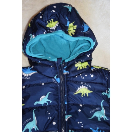 Chlapecká zimní prošívaná bunda | Teplá a pohodlná motiv dinosaurus