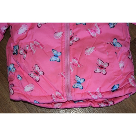 Dívčí zimní bunda s kožíškem a motýlky | Zateplená fleece