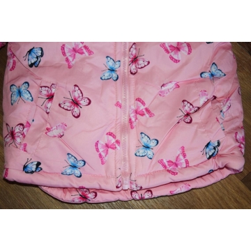 Dívčí zimní bunda s kožíškem a motýlky | Zateplená fleece