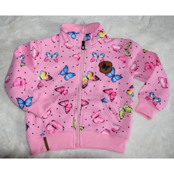 Dívčí tepláková mikina s motýlky | 100% bavlna, zateplená | E-shop