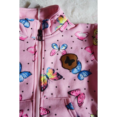 Dívčí tepláková mikina s motýlky | 100% bavlna, zateplená | E-shop