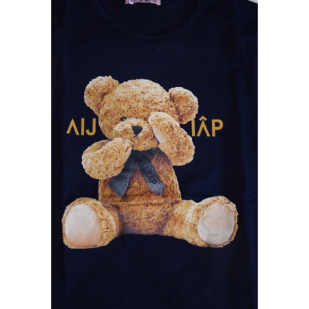Dívčí tričko dlouhý rukáv Kugo - medvídek DC0005 tm.modrá