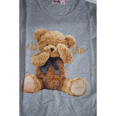 Dívčí tričko dlouhý rukáv Kugo - medvídek DC0005 šedá