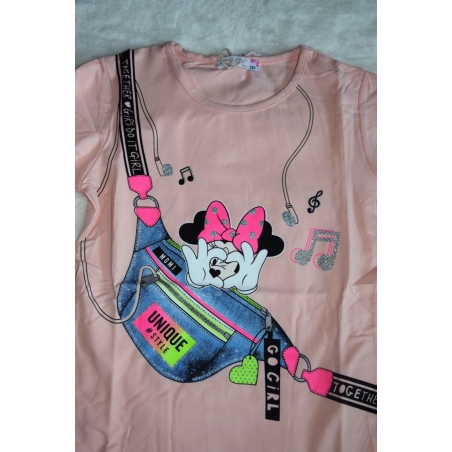 Dívčí tričko dlouhý rukáv Minnie Kugo TM6219Q lososové