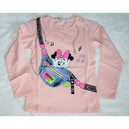 Dívčí tričko dlouhý rukáv Minnie Kugo TM6219Q lososové