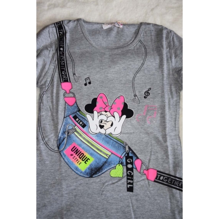 Dívčí tričko dlouhý rukáv Minnie Kugo TM6219Q šedé