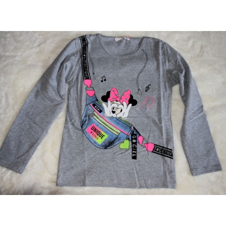 Dívčí tričko dlouhý rukáv Minnie Kugo TM6219Q šedé