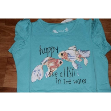 Dívčí bavlněná noční košilka s rybičkou a volánky