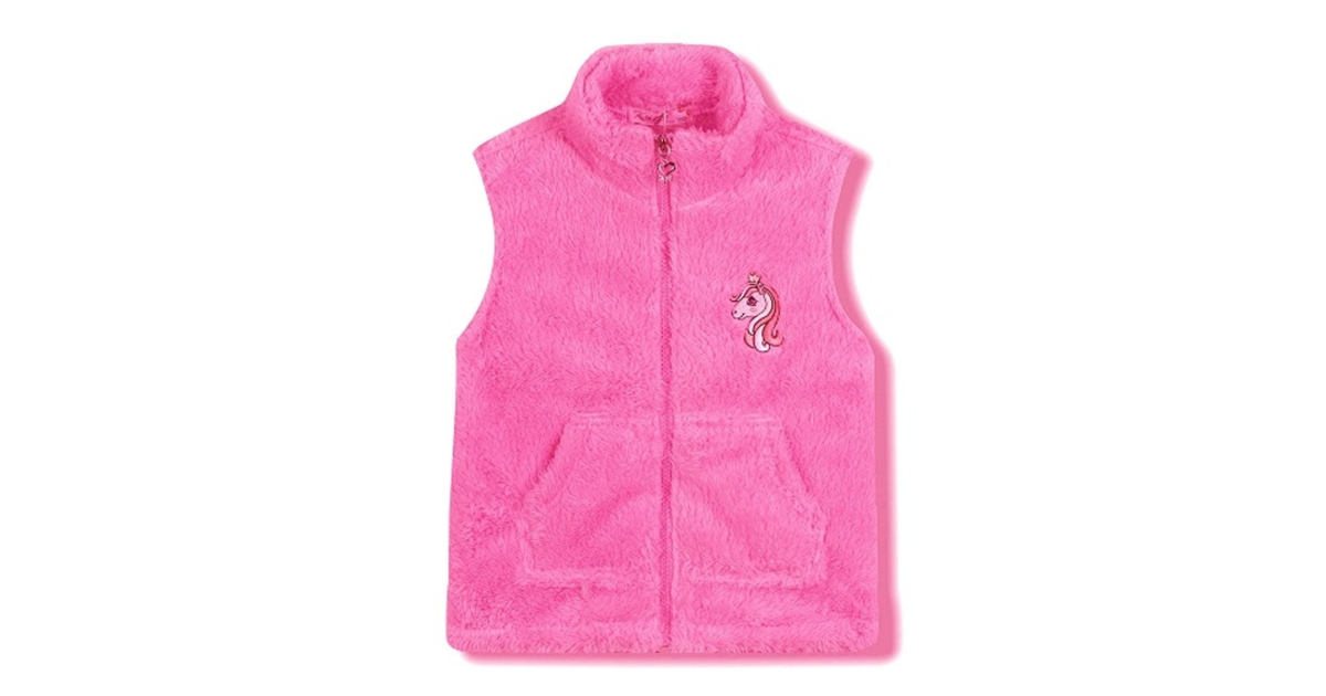Dětská plyšová fleecová vesta s jednorožcem | Měkká a teplá