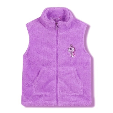 Dětská plyšová fleecová vesta s jednorožcem | Měkká a teplá