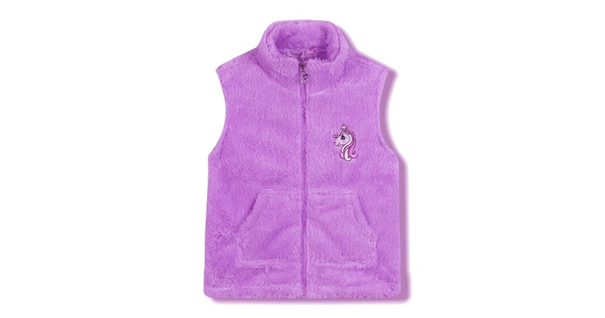 Dětská plyšová fleecová vesta s jednorožcem | Měkká a teplá