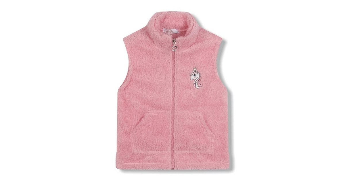 Dětská plyšová fleecová vesta s jednorožcem | Měkká a teplá